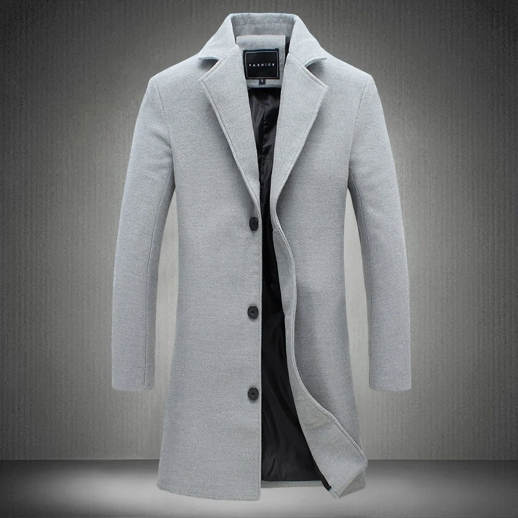 2025 Fashion Men Wool & Blends Mens Casual Business Trench Coat Mens Leisure Overcoat Male Punk Style Blends Dust Coats Jackets