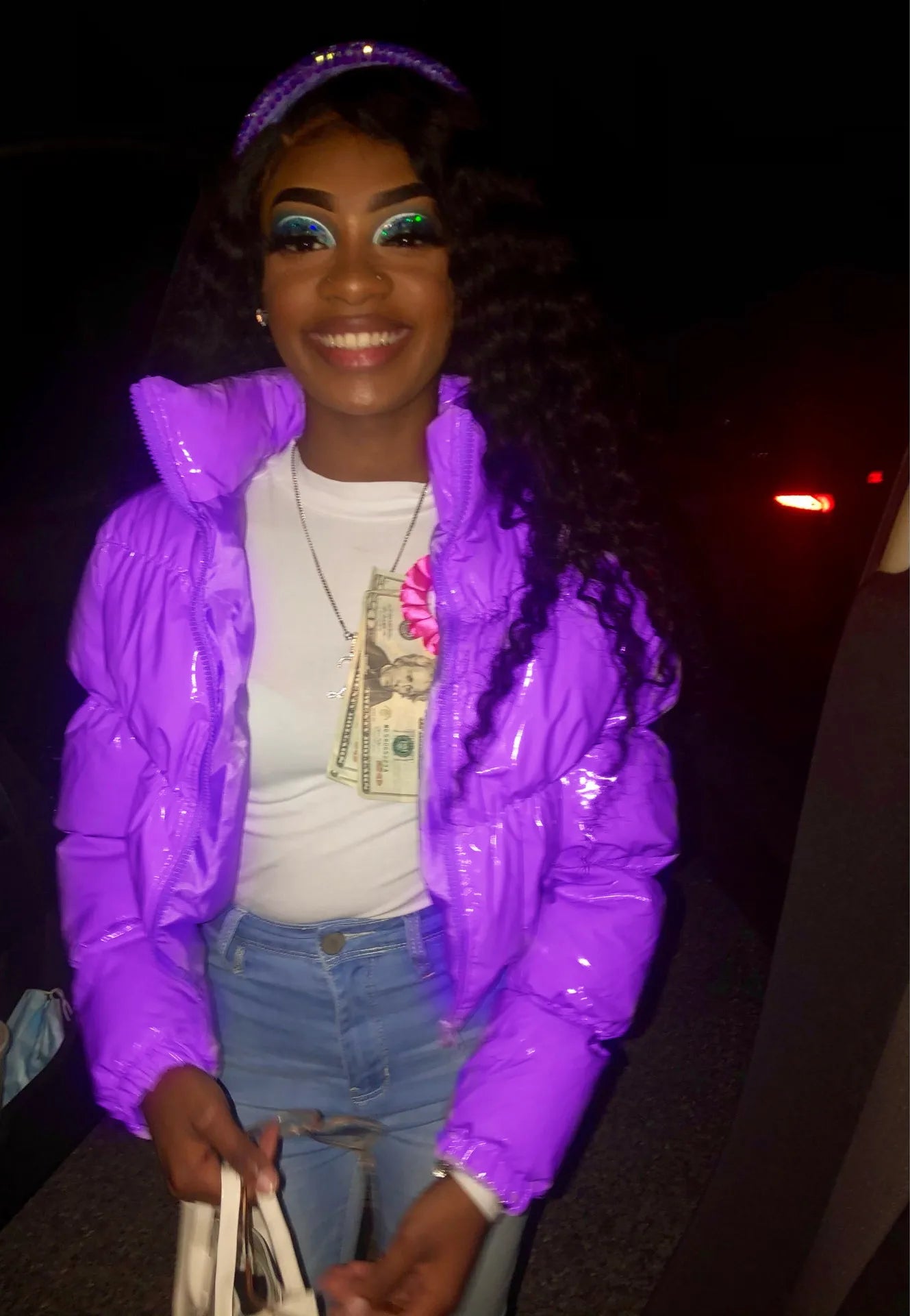 European American Women Short Cotton Jacket for Autumn Winter Bright Outcoat Zipper Jacket Pink Cute Cropped Parka Stylish Coat