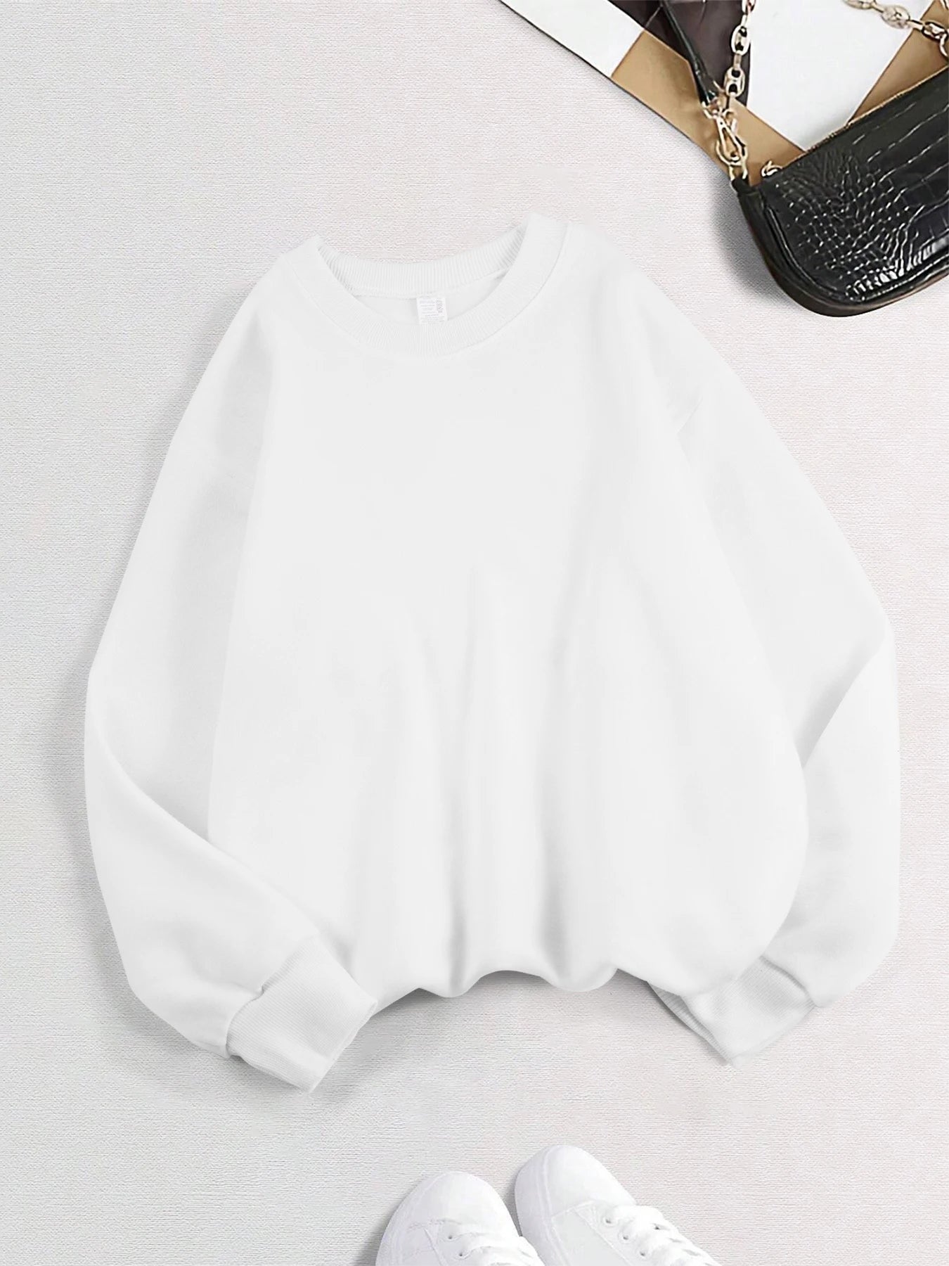 Winter Womens Solid Sweatshirts Casual Comfortable Warm Hoodies Loose Crewneck Fleece Pullover Tops Autumn Womans Streetwear