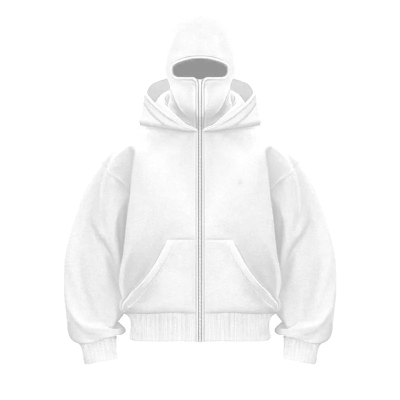 Plain Design Hooded Zip Up Sweatshirt for Men Women Autumn Winter Ins Style Couple Matching