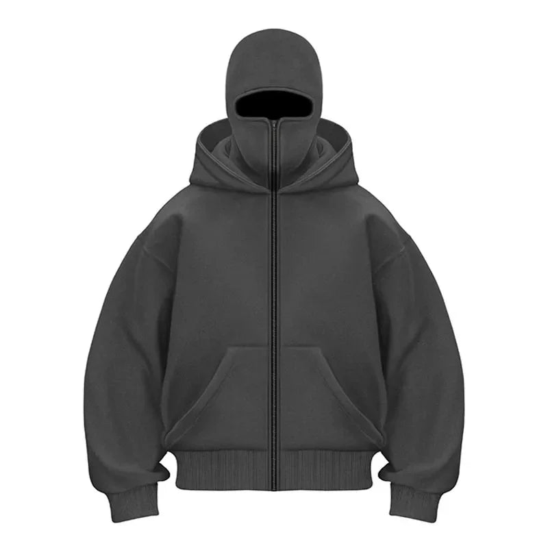 Plain Design Hooded Zip Up Sweatshirt for Men Women Autumn Winter Ins Style Couple Matching