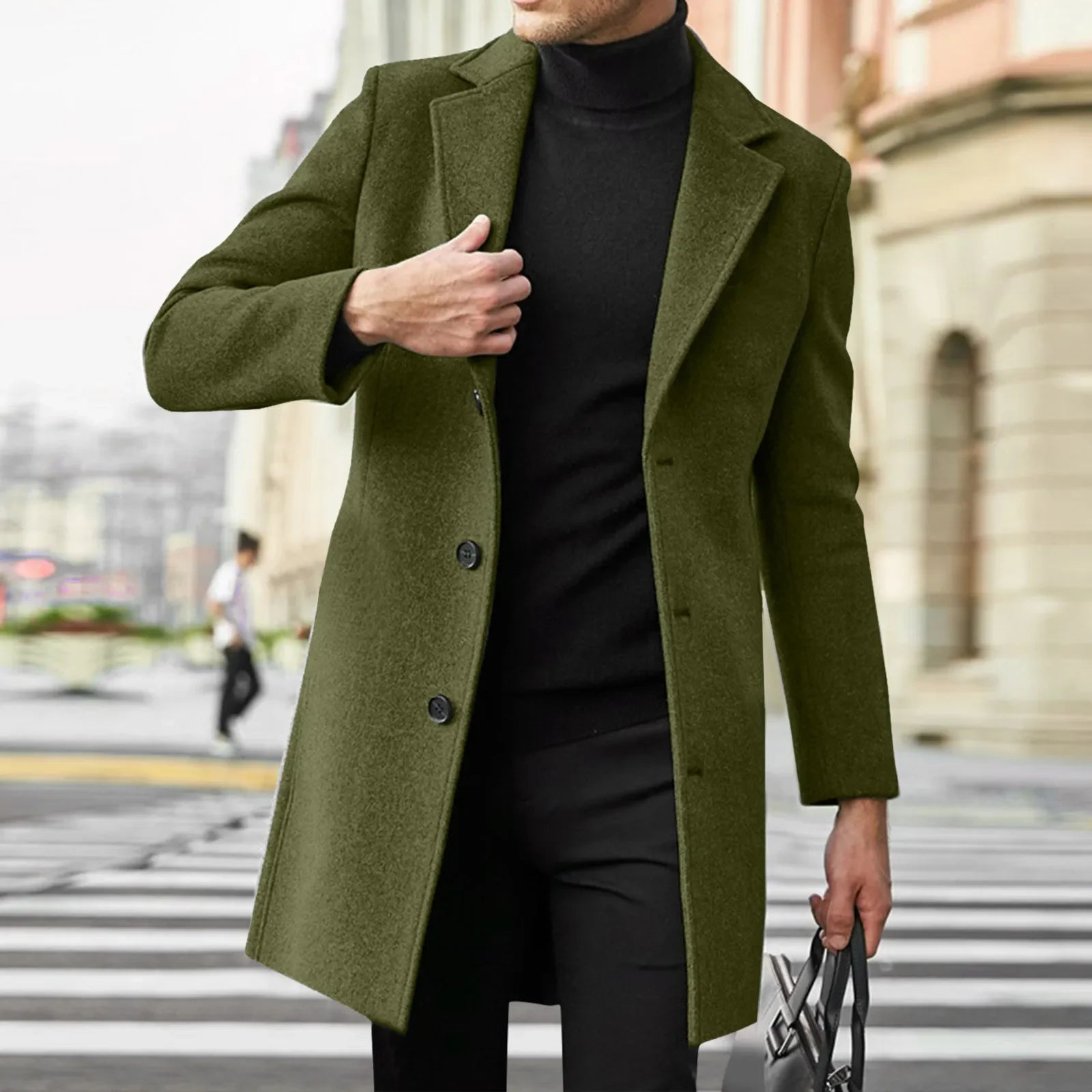 2025 Fashion Men Wool & Blends Mens Casual Business Trench Coat Mens Leisure Overcoat Male Punk Style Blends Dust Coats Jackets