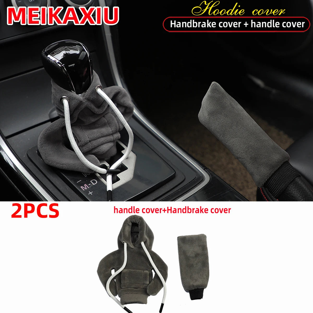 Plush hoodie set comfortable fashion cute car handbrake set file set sunglasses necklace Car interior supplies for women