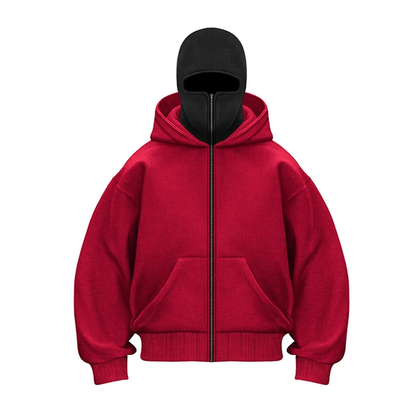 Plain Design Hooded Zip Up Sweatshirt for Men Women Autumn Winter Ins Style Couple Matching